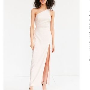 Silence + Noise Metallic One Shoulder Cutout Dress